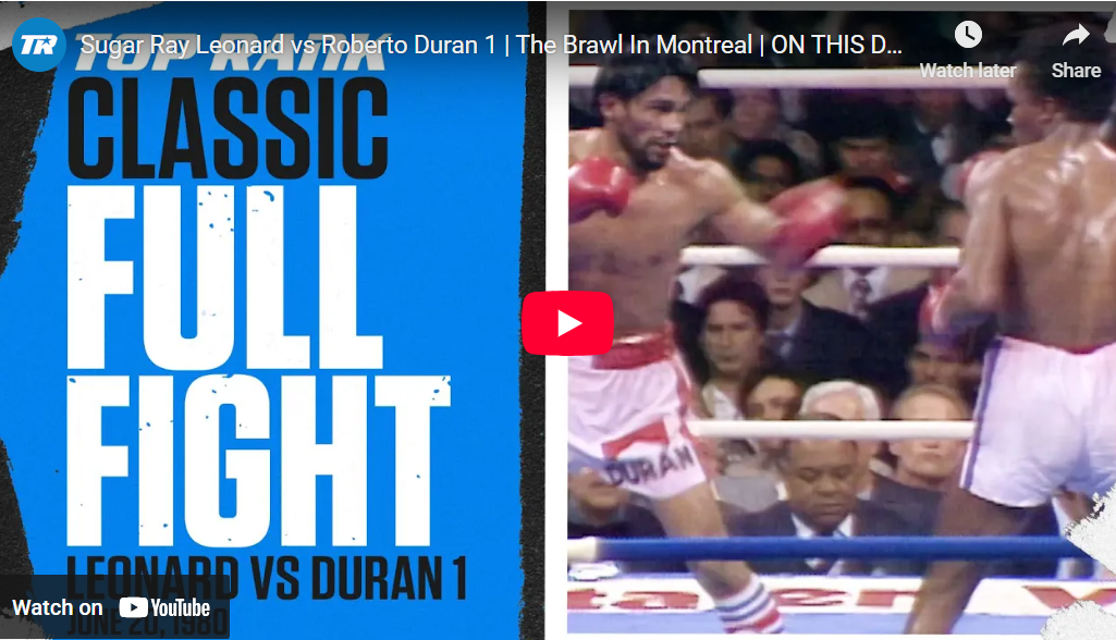 Sugar Ray Leonard vs Roberto Duran 1: The Brawl in Montreal 6-20-1980